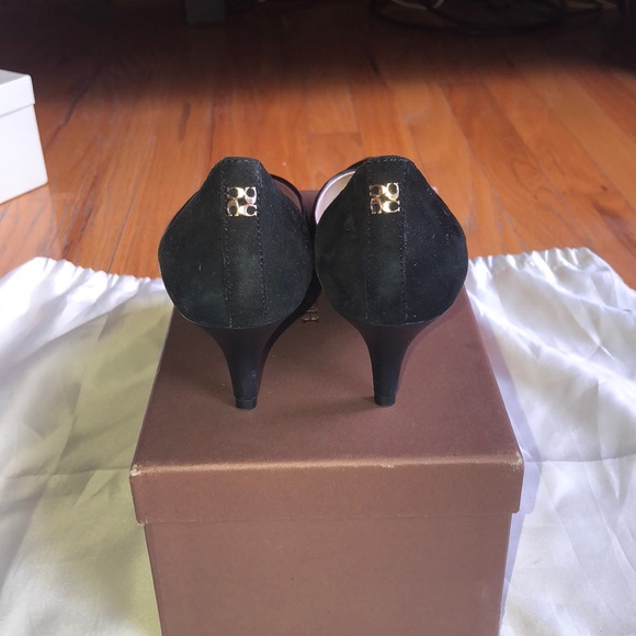 Coach Chambers Box Calf Black Suede Mid Heels / 7 - Picture 4 of 8